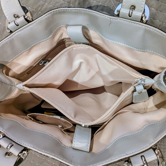 Coach Soho N/S  Oyster&Heather Grey Silver Buckles & Yellow Enamel Big Tote - Picture 6 of 9